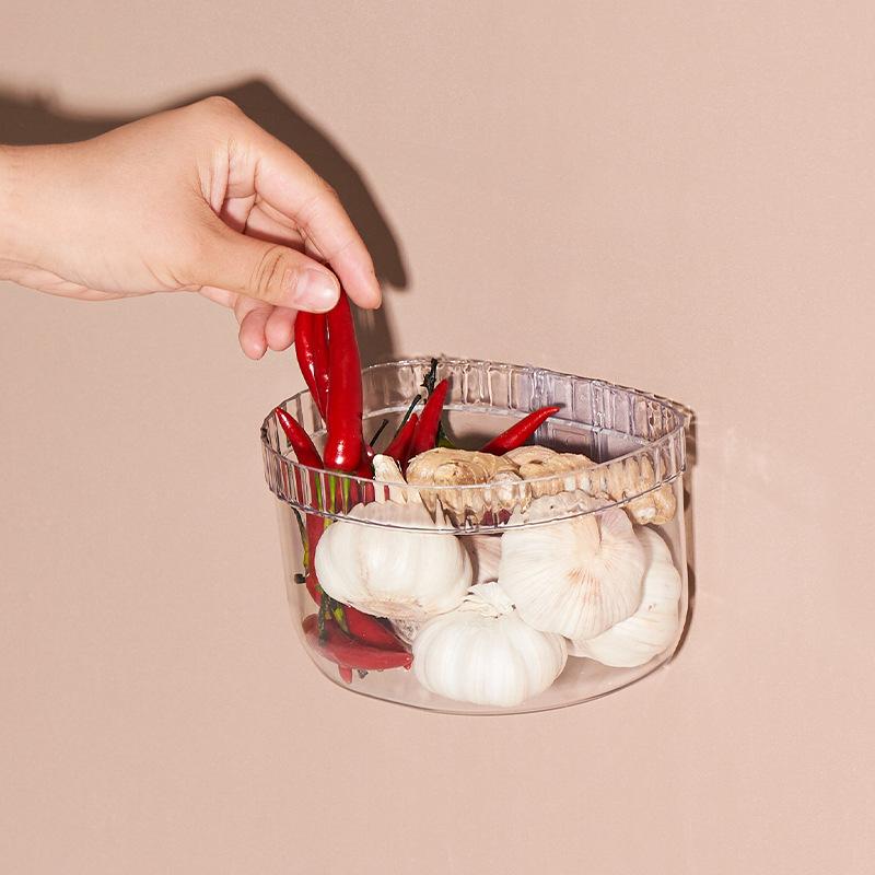 Transparent Home Wall Hanging Basket Storage Basket for Ginger Garlic Save Space Kitchen No-drill Wall-mounted Storage Rack