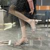 Thick Heel Bow with Fairy with Skirt High Heels 2025 Summer and Autumn Explosion Silver Beautiful Sandals Women's Models