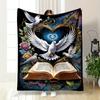 Doves, an Open Book, a Glowing Heart, and Floral Elements Form a Harmony. for All Seasons Blanket Lunch Break Throw Gift