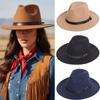 Soft Felt Jazz Cap Wide Brim British Style Felt Hat Vintage Classic Cowboy Hat  Dress Dance Party