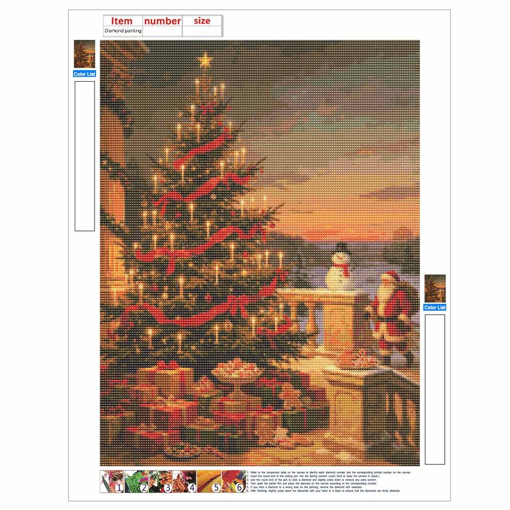 Full Drill Diamond Art Kit Christmas Tree Snowman Holiday Decor DIY Rhinestone Painting Canvas Creative Handmade Gift for Dog Lovers