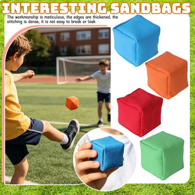 Fabric Square Bean Bag for Kids Indoor Outdoor Play Durable Canvas Cube Shape Lightweight Toy for Tossing and Catching Games Activities