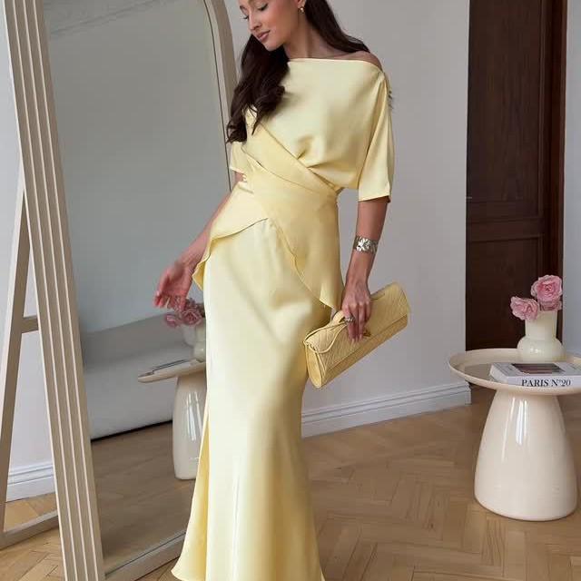 2026 Summer Women's Elegant Lace-Up Slimming High-Waisted Dress