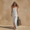 European and American independent station summer new fashion temperament casual split solid color suspender dress women's clothing