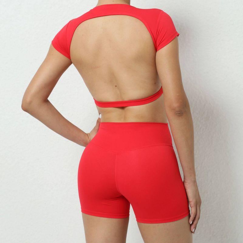 Fitness Suit Women s Fashion High Waist Hip Lift Yoga Suit Women s Stretch Belly Compression Peach Hip Sports Suit Women s Red L