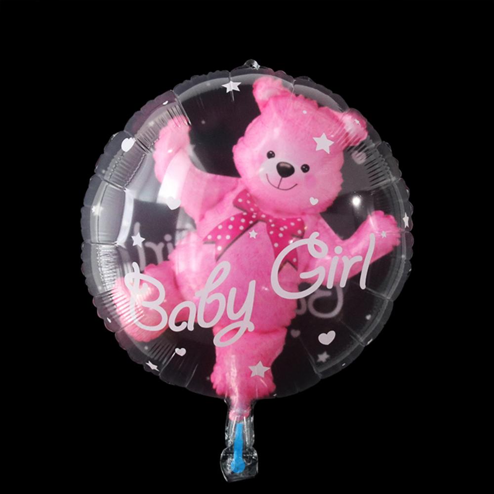 Baby Shower 24inch Double Bubble Blue Pink Baby Boy Girl Foil Bear Balloons Globos Party Supplies