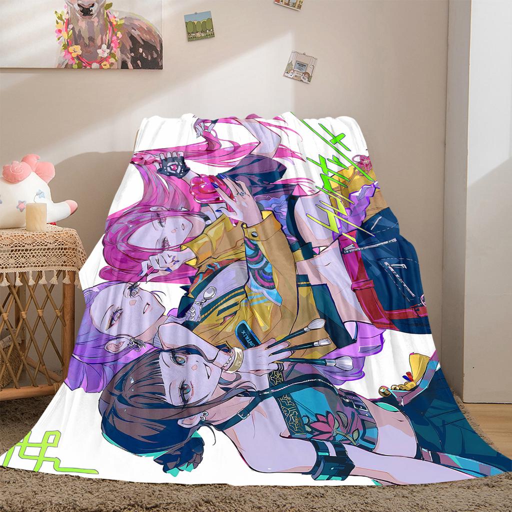 KPop Demon Hunters Cartoon Soft Flannel Blanket, Print for Bedrooms Sofas Beds, Suitable for Travel -HYQ9