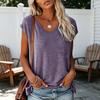 Camisetas para Mujer Cuello en V Manga Corta Corte Holgado Camisa de Verano Suave Transpirable Casual Básica Camiseta para Ponerse Capas