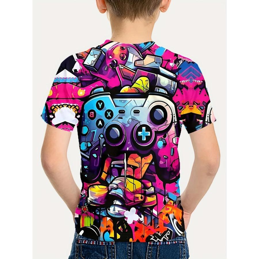 Children's Clothing T-Shirts for Boys Short Sleeve Children's T-Shirts 3D Gamepad Print Fashion Round Neck Kids Summer Clothes