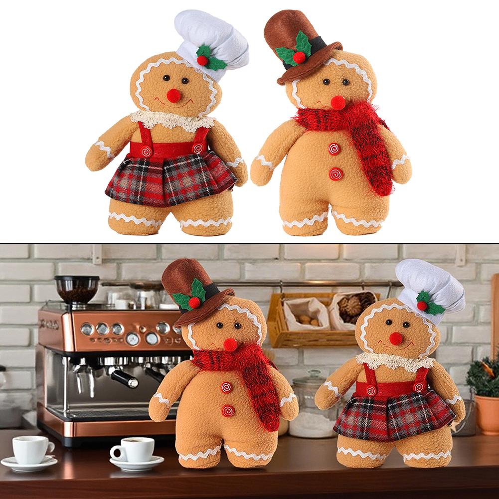 Festive Plush Fabric Couple Doll Decoration for Christmas Soft Material Ornament for Holiday Table and Office Desktop Display
