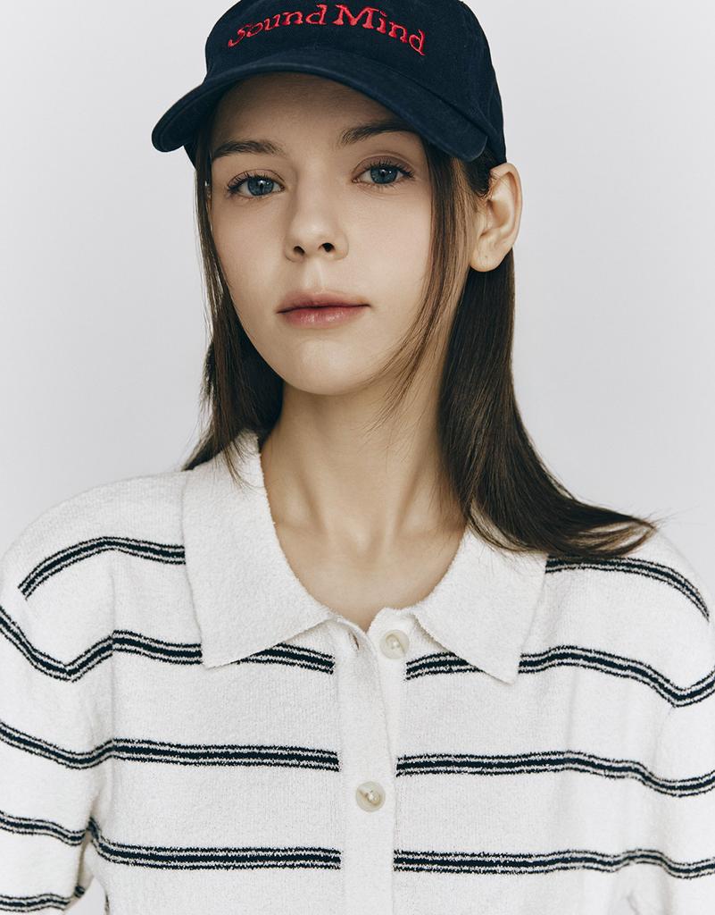 Giordano Boucle Stripe Short Sleeve Cardigan (12Gg) 355527 [2Color]