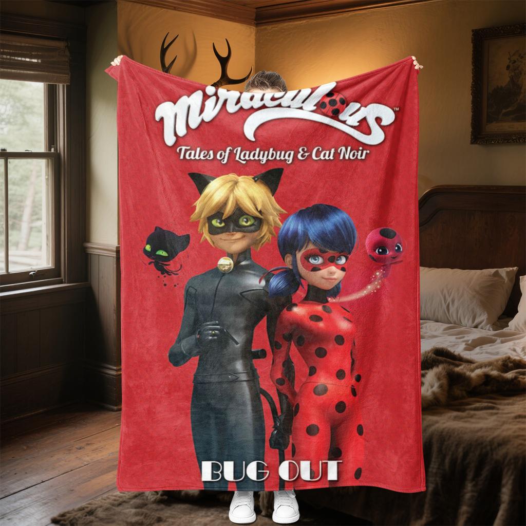 Miraculous Plush Blanket Soft Comfortable All Seasons Perfect Sofa Office Naps Outdoor Travel Makes Great Gift