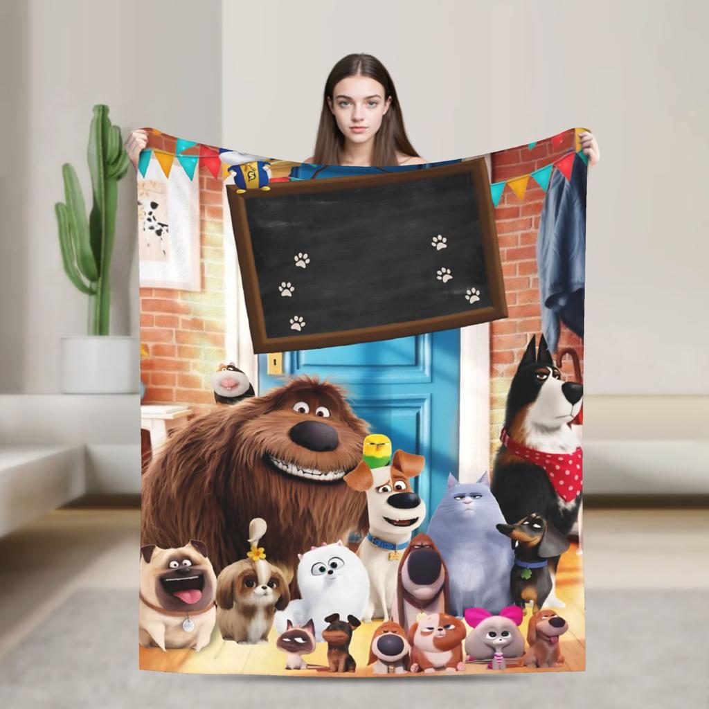 The Secret Life of Pets Flannel Blanket Warm Soft Throw Blanket for Home Decor Travel Funny Bedspread Sofa Bed Cover