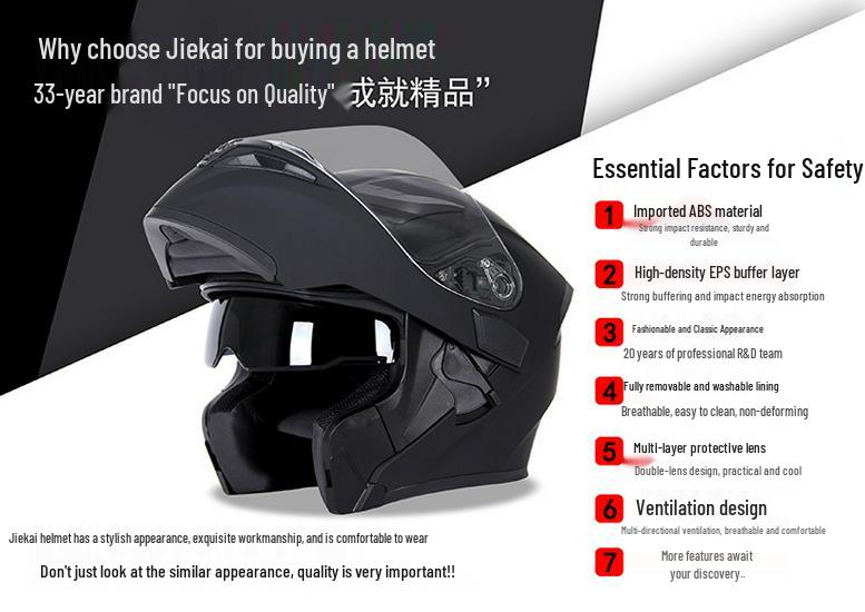 Jiekai DOT Standard Flip-up Double Visor Men's All-Season Motorcycle Helmet