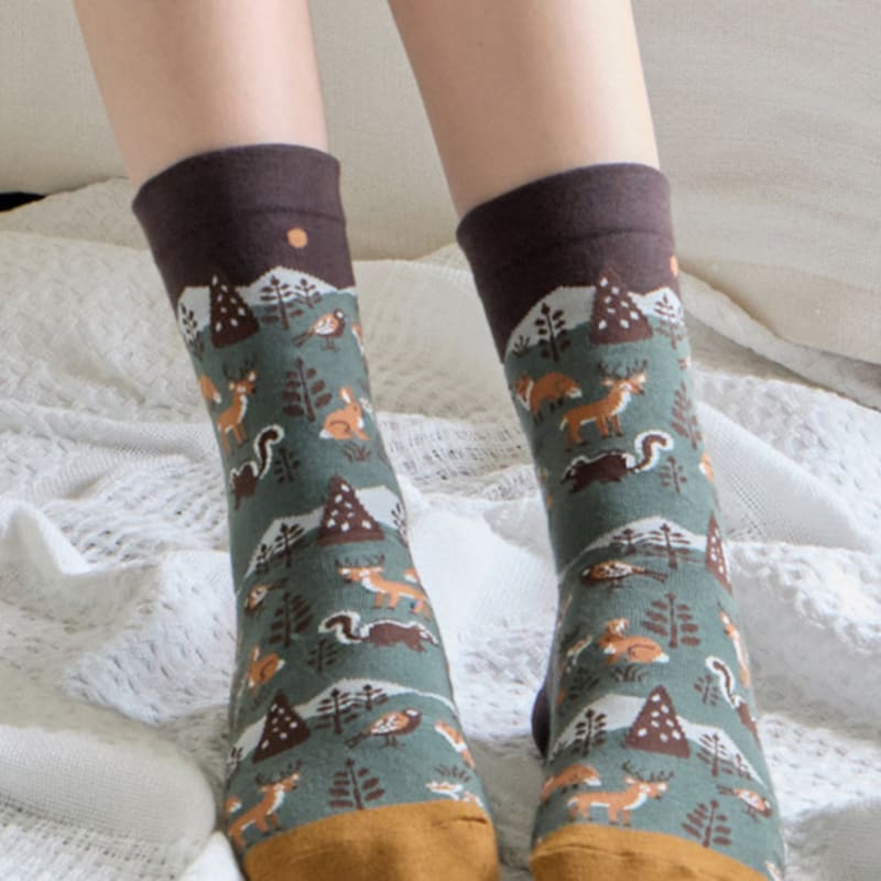 Biarritz Socks [2SET] Joshua Wild Life Pattern Point Socks 2 Colors