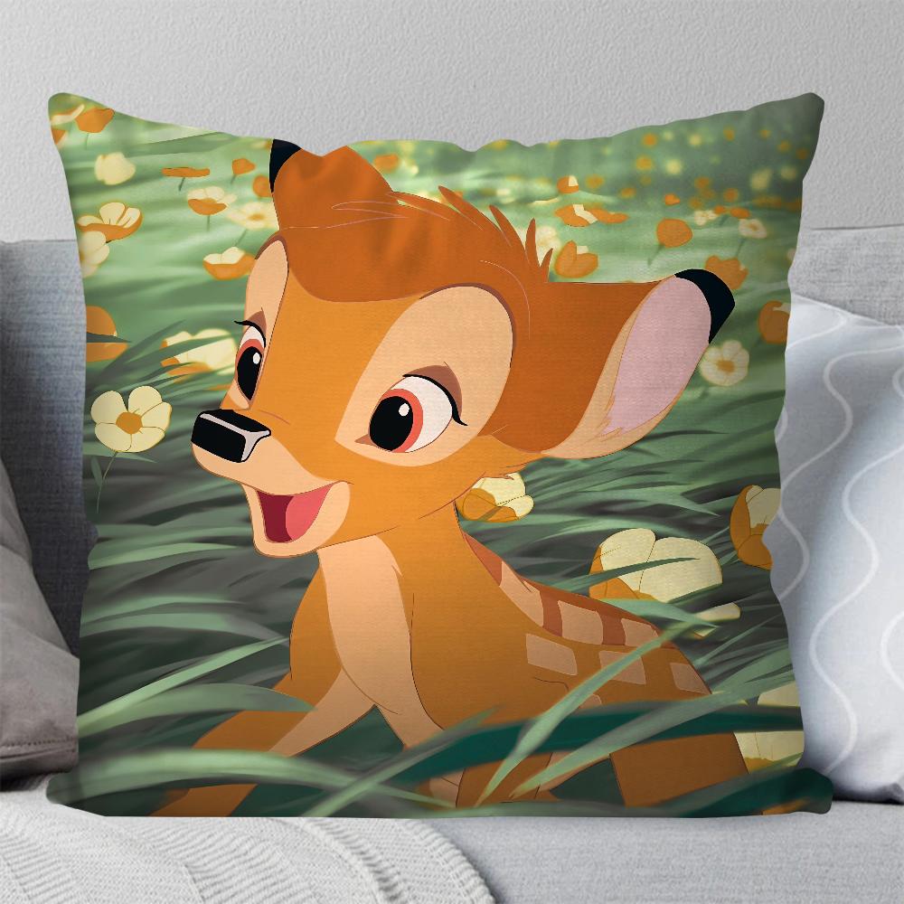 Animated B-Bambi Fairy Tale Pillow Case Square Pillow Bedroom Sofa Leisure Comfort Cushion Car Living Room Home Decoration 40X40