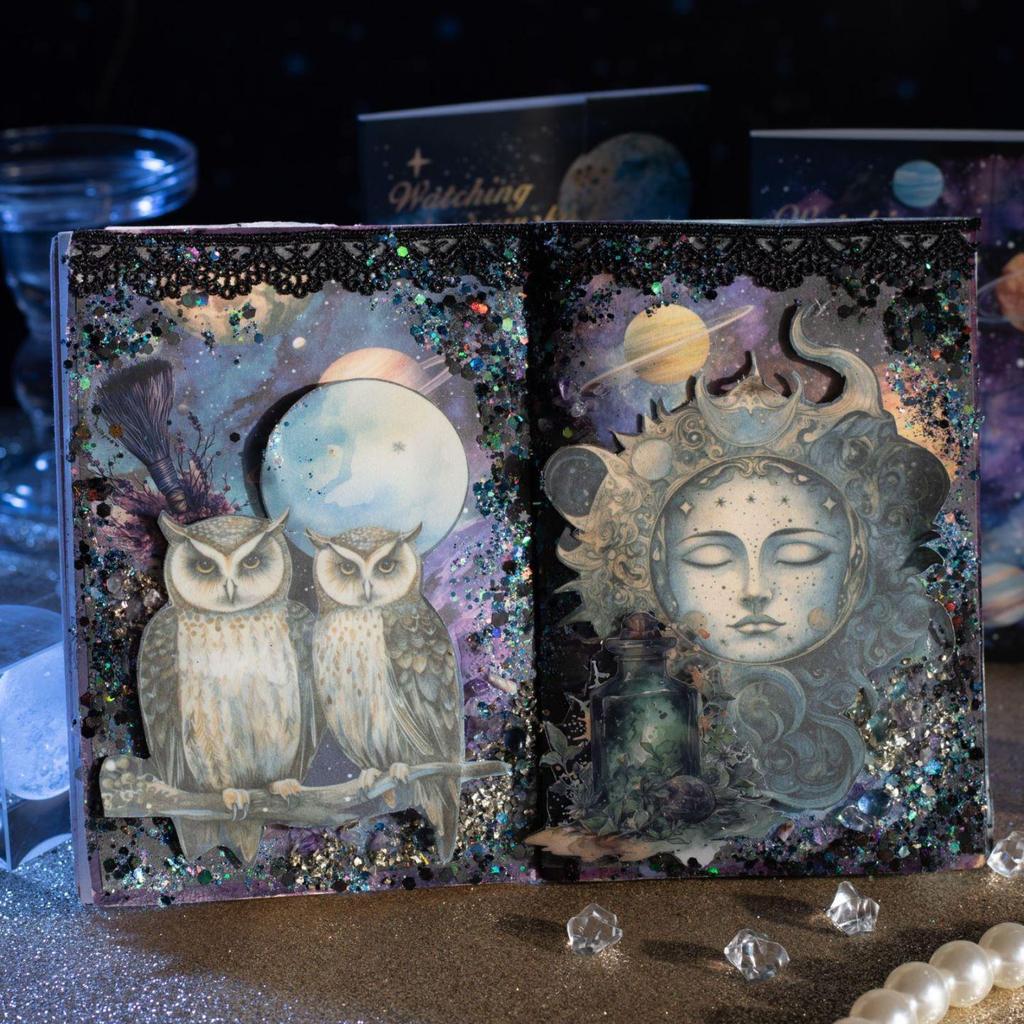 30Pcs/Pack Starry Sky Moon Phase Planet Night Scene Decoration Material Paper Perfect for Journal Scrapbooking DIY Supplies