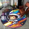 Astronaut Universe Spaceman 3D Outer Space Cartoon Round Area Carpet Rug for Living Room Bedroom Kid Decor,Pet Area Rug Non-slip