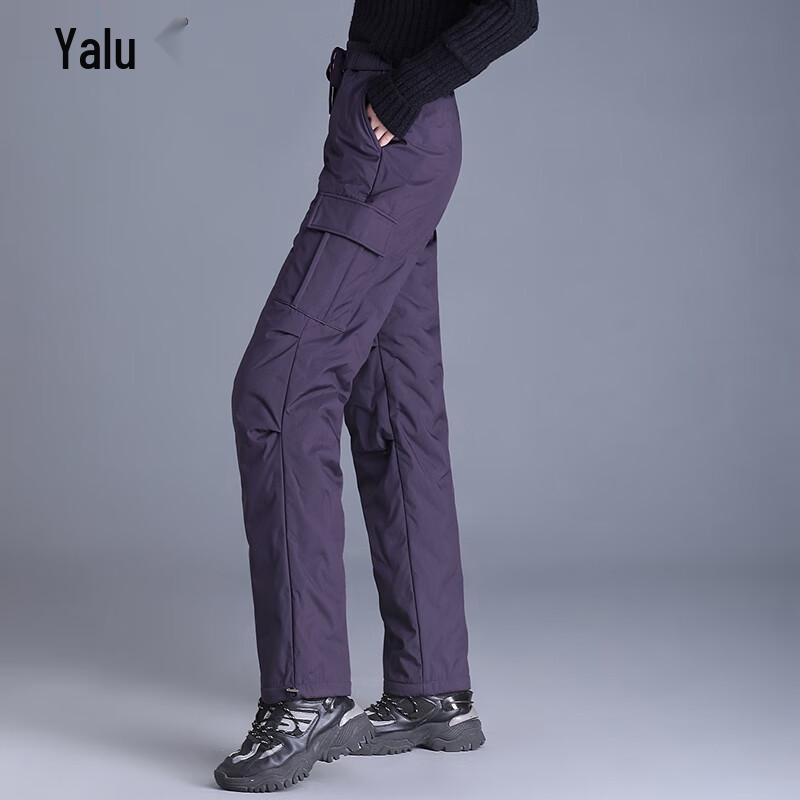 Yalu Women's Winter Warm High-Waist Cargo Down Pants