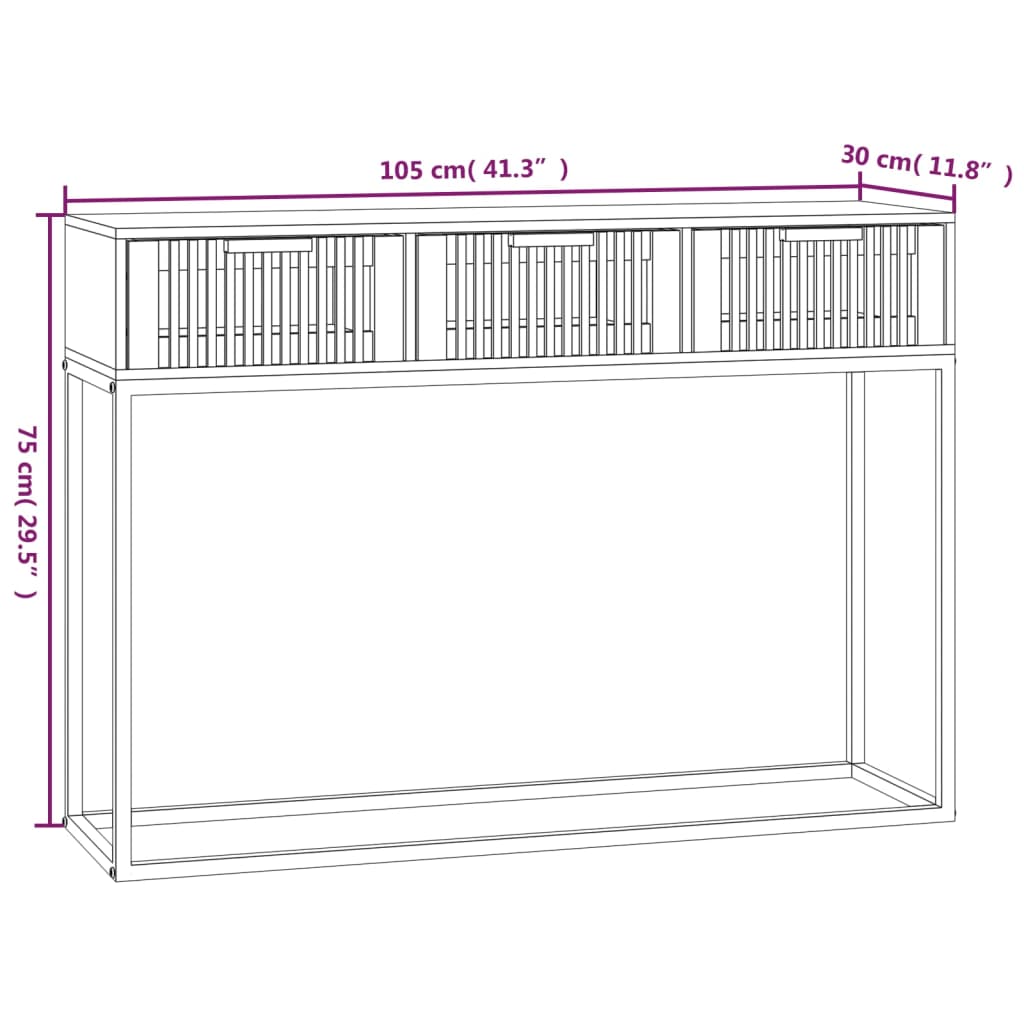Vidaxl Stolik Konsolowy, 105X30X75Cm, Materiał Drewnopochodny I Żelazo