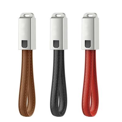 Original USB Cable Mini Keychain Metal Leather Wire Sync Data Charger For iPhone X 8 6 7 6s Plus 5 iPad Mobile Phone Cables