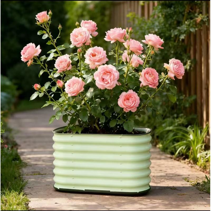 45cm Wide Movable Metal Planter Box Outdoor Balcony Garden Vegetables Flowers With Wheels Drainage