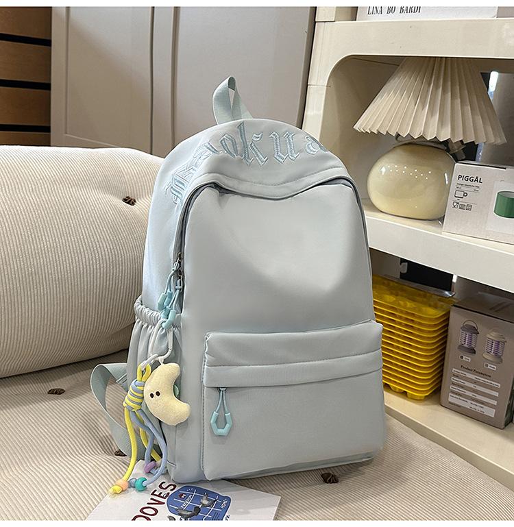 Schoolbag Korean ins new high-value college style solid color alphabet backpack women's lightweight versatile large-capacity backpack
