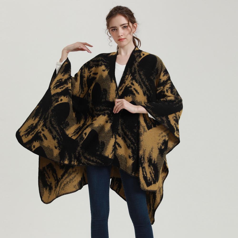 Women's Plus Size Imitation Cashmere Double-Sided Jacquard Shawl