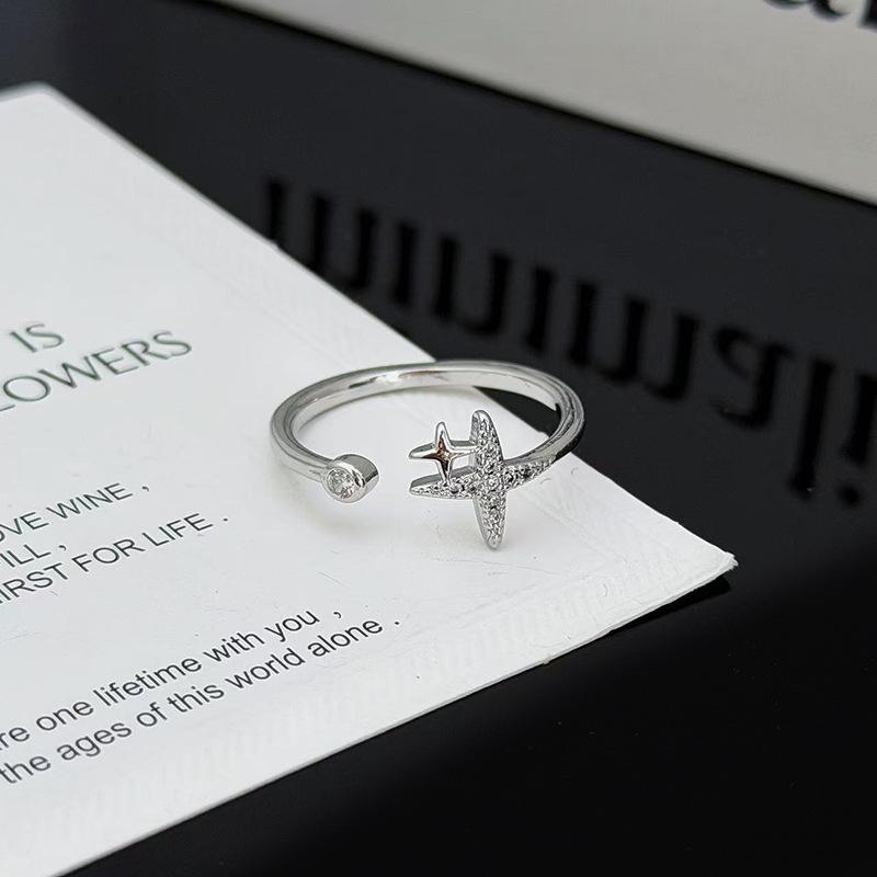 Super Flash Zirkon Hexagramm Ring Öffnung Verstellbar Exquisiter Ring Temperament Hochklassige Frauen