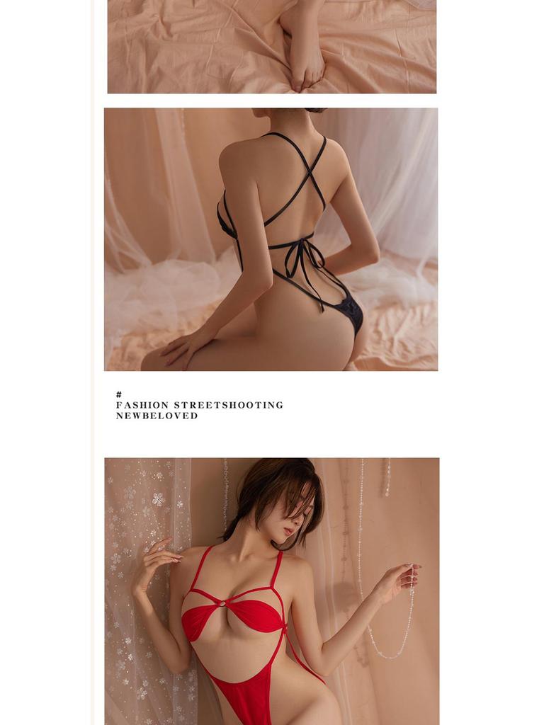 Lace-Up Erotic Lingerie Bodysuit with Cutout Temptation