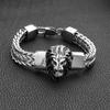 Bracciale da Uomo in Acciaio Inossidabile Leone di Alta Qualità, Maglia a Catena Placcata Oro, Biker Punk Rock, Gioiello Artificiale alla Moda Regalo