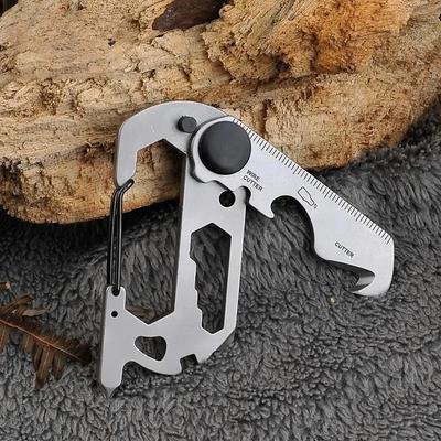 Multifunktionales Bergsteigerhakenmesser EDC-Schlüsselanhänger Outdoor-Werkzeuge Camping Wandern Edelstahl Schraubenschlüssel Flaschenöffner