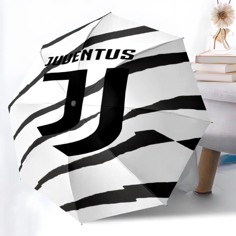 1pz Robusto Ombrello Automatico a 8 Stecche, Ombrello del Juventus Football Club, Stampato Digitalmente, Ombrello Pieghevole per Uso Esterno in Movimento