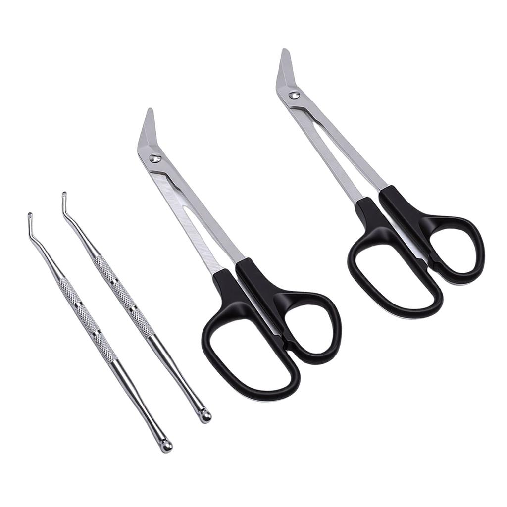 Long Handle Toenail Scissors Stainless Steel Bandage Scissors with Nail Lifters for Salon Home Use