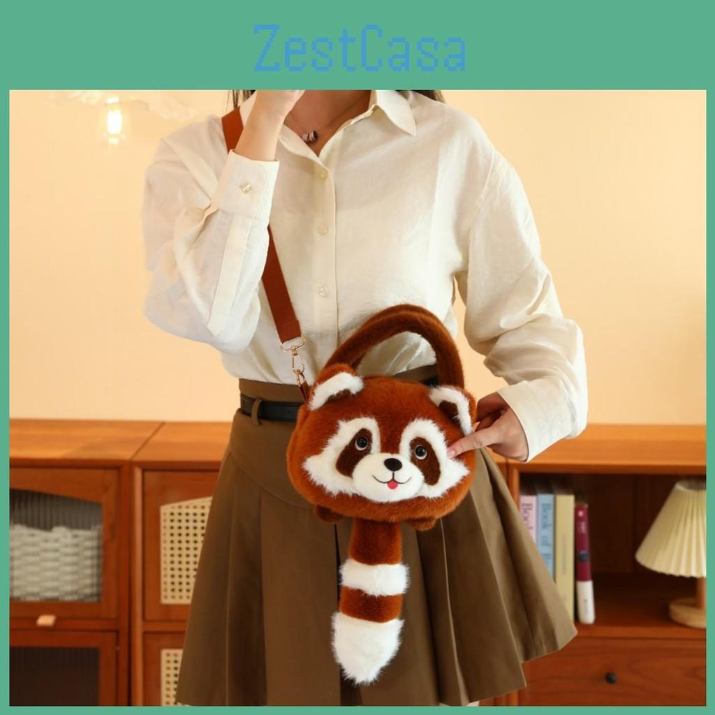 Plush Animal Raccoon Backpack Lightweight Single Shoulder Crossbody Gift Bag