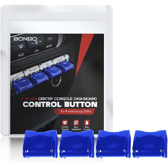 Bonbo Center Console Dashboard Control Button Cover Trim Interior Accessories for Ford Mustang 2015-(4 Pack, Mixed Color)