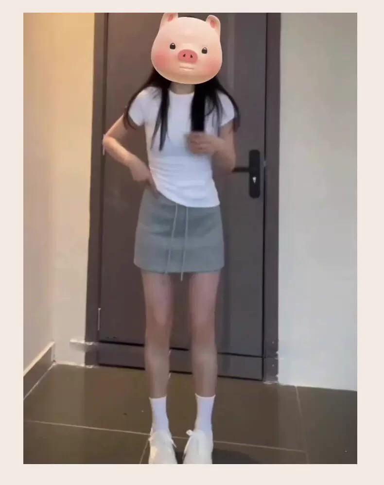 2026 Women's High Waist Gray Bodycon Sports Skirt - Spring/Summer A-line Slimming Casual
