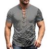 Herren Sommer Retro V-Ausschnitt Hemd Kurzarm Lässig Farbe Oberteil