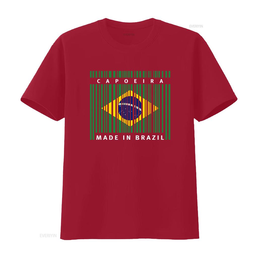 Capoeira Made In Brazil Print T Shirt Casual Fashion Vintage Washed Unisex Streetwear Stylish Graphic Top For Everyday Wear