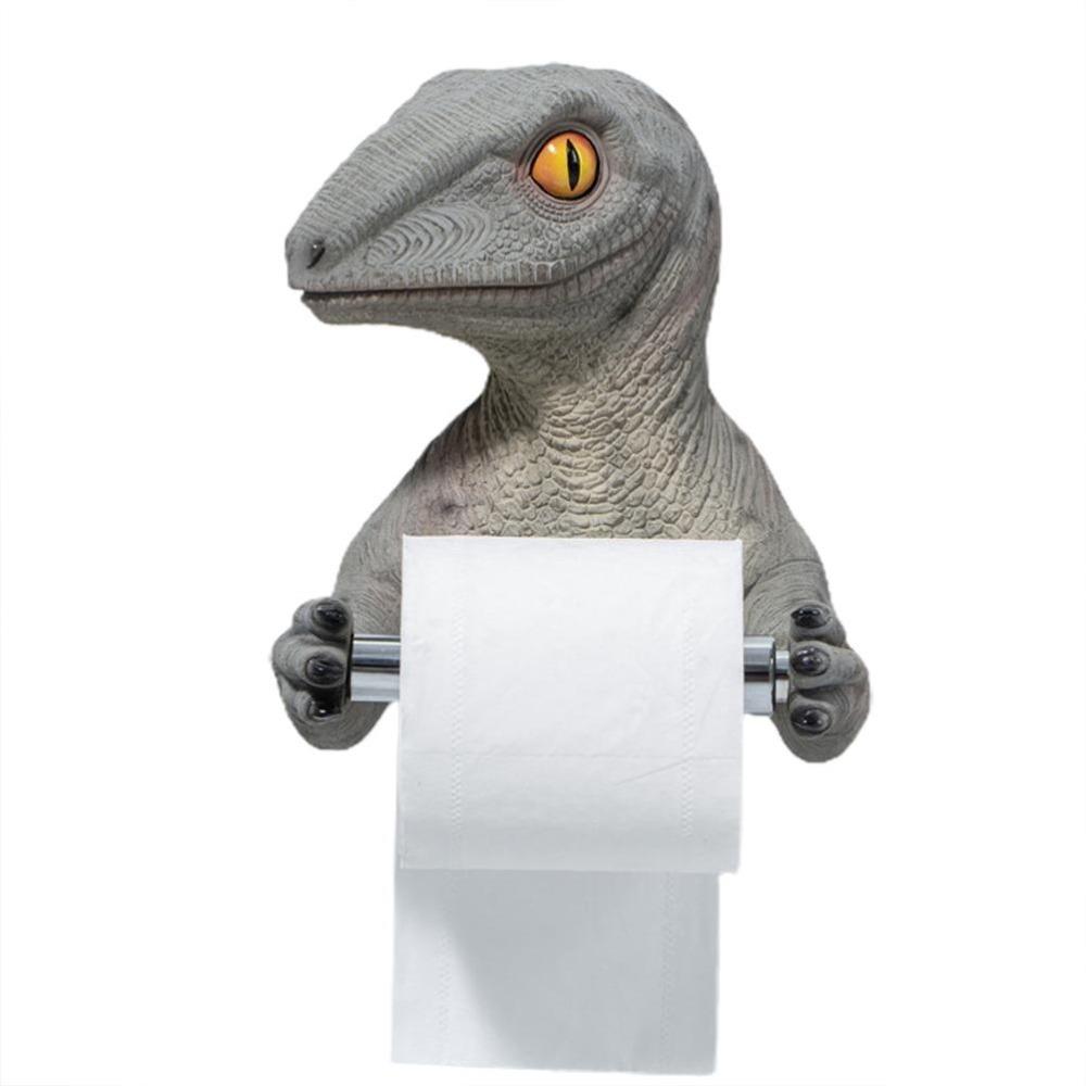 Drill-Free Dinosaur Toilet Paper Holder Wall Mounted Resin Paper Towel Dispenser For Kitchen
