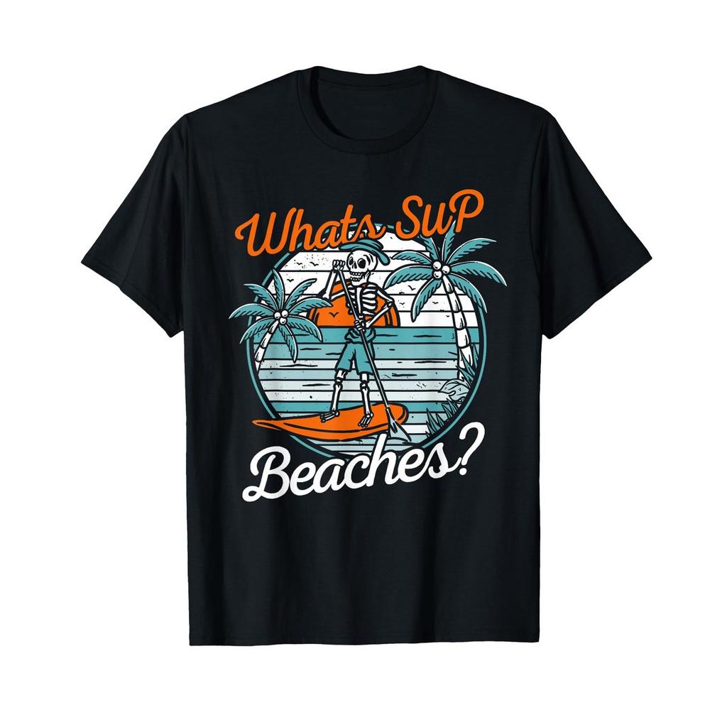 Watersport SUP Attire Retro Skeleton Paddleboard SUP Beaches Funny T-Shirt