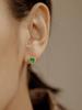 18K Gold-Plated S925 Sterling Silver Ear Cuffs with Green Square Zirconia - Luxury Retro Earrings for Women
