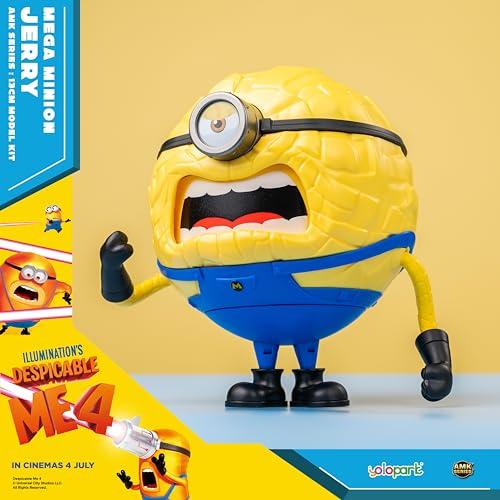 Minions Despicable Me 4 Toy, 4.7-inch Mega Jerry Action Figure with 360° Rotating Body and 3 Interchangeable Facial Expressions, Minion Model Kit, Gif