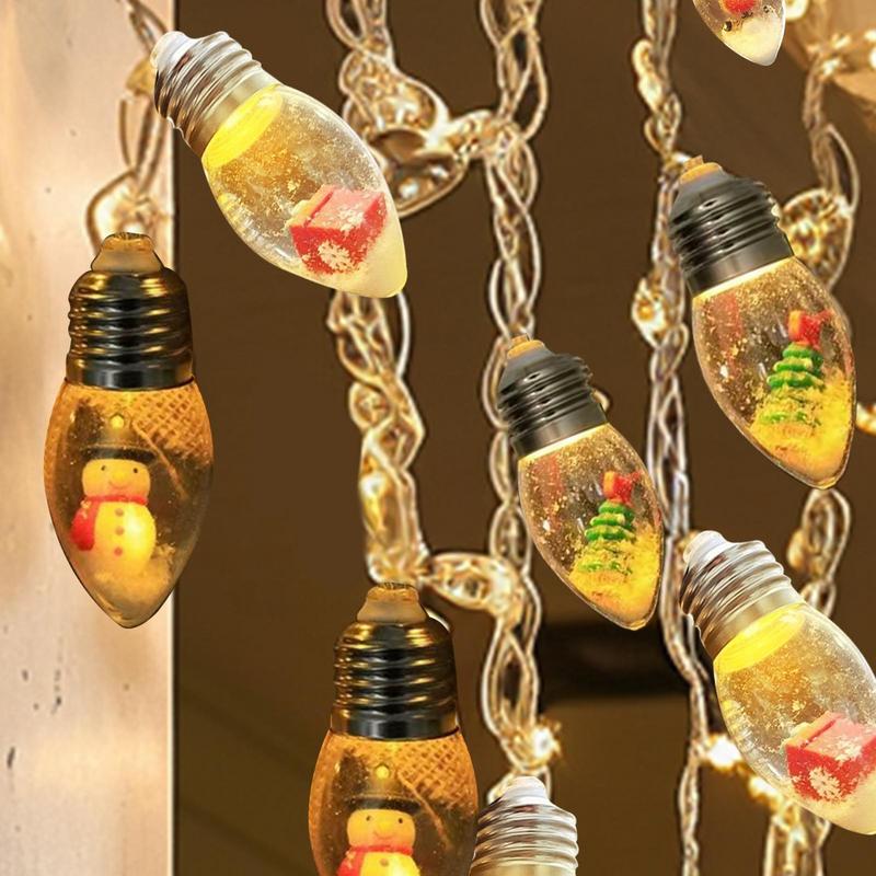 LED Christmas Light String Holiday Decoration Light Vintage Snowman Atmosphere Light Room Garden Pendant Light Wishing Bottle