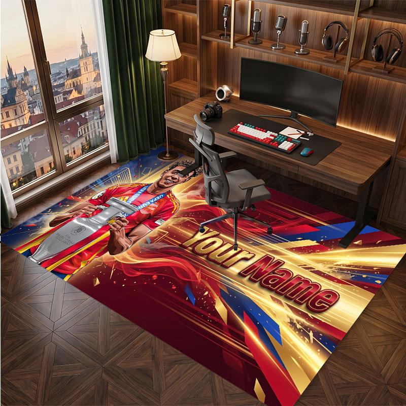 Tappeto in Velluto di Cristallo Personalizzato Lamine Yamal, Stampa Testo Nome Personalizzato, Logo Calcio Tappetino Morbido Antiscivolo Decorazione Casa Regalo