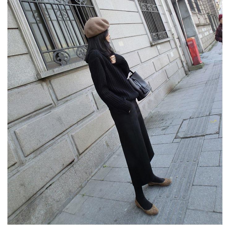 Women's Wool Wide-Leg Nine-Point Pants - Autumn/Winter, Loose, Slimming, Korean Style.
