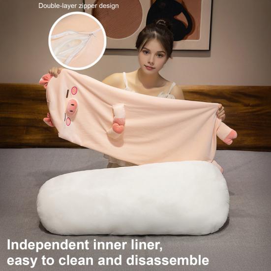 Pluszowa Poduszka Ciała Świnka Długa Przytulanka dla Snu i Przytulania Miękka Poduszka do Łóżka dla Osób Śpiących na Boku