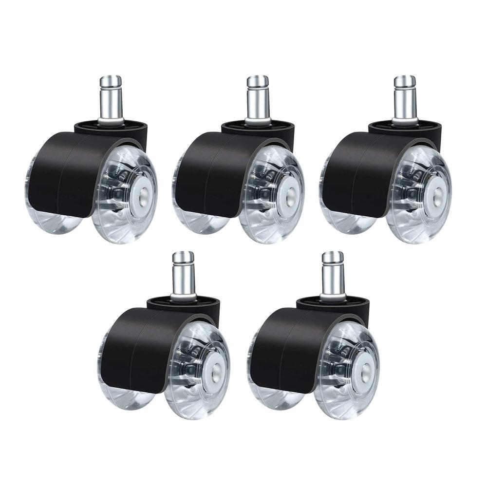 1/5Pcs Universal Desk Chair Wheels 360-degree Rotation Double Wheel Design Office Chair Caster Silent 2 Inch