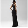 Solid Color Pleated Sleeveless High Slit Slim Waist Slimming Hip-hugging Long Dress