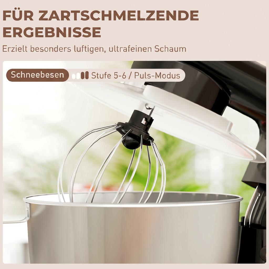 Kitchen Machine Dough Mixer with 4.5L Stainless Steel Bowl 1300W Dough Machine with 6+P Speed Beige